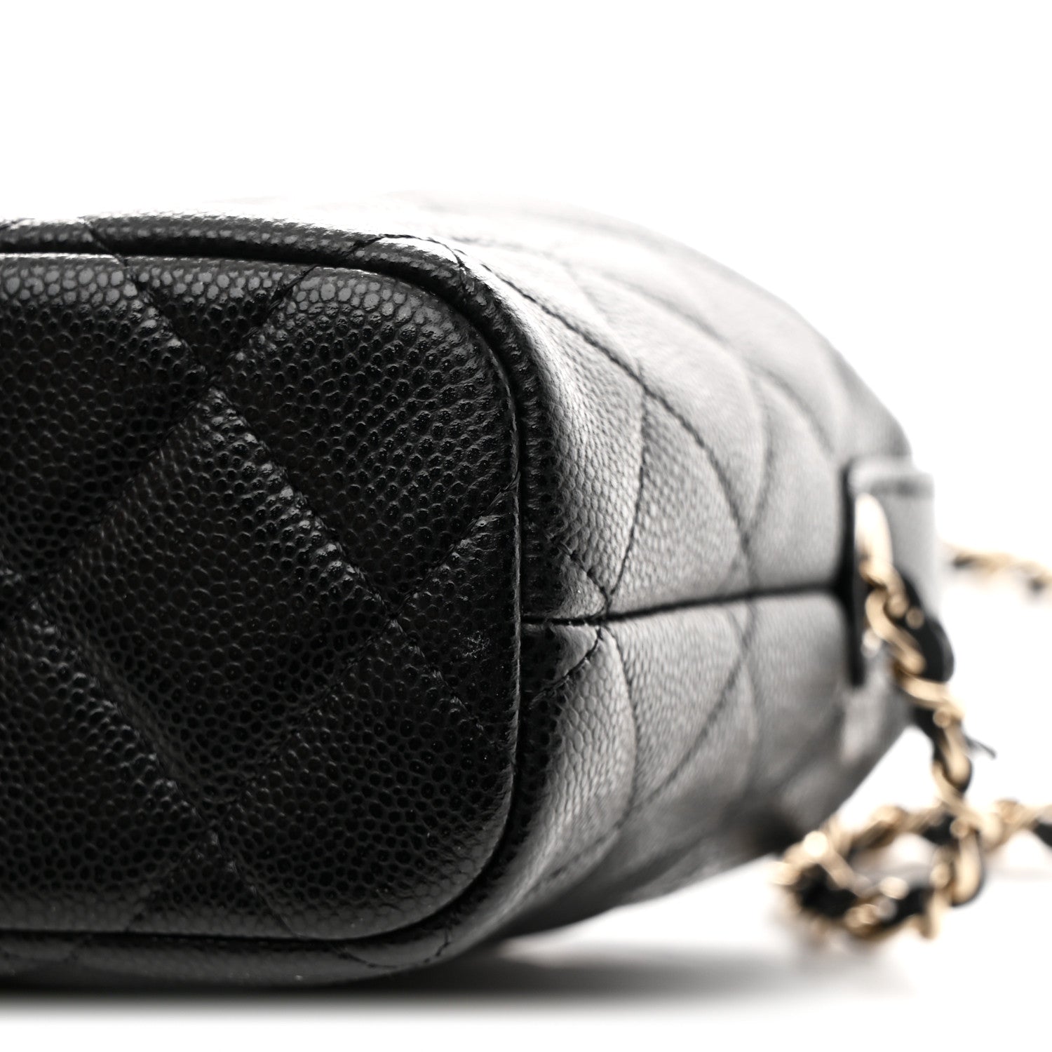 Caviar Quilted Hobo Clutch With Chain Black