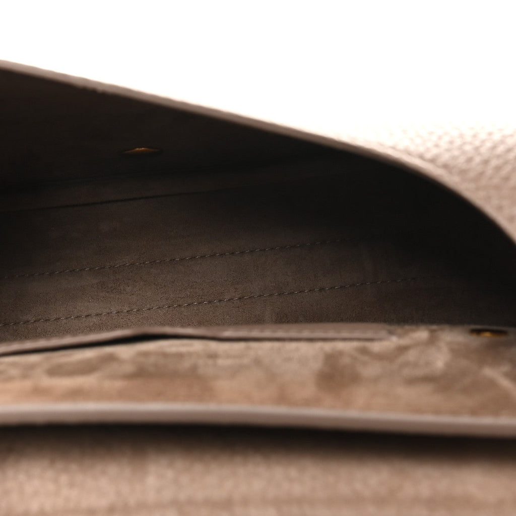 Grained Calfskin Medium Bobby Flap Warm Taupe