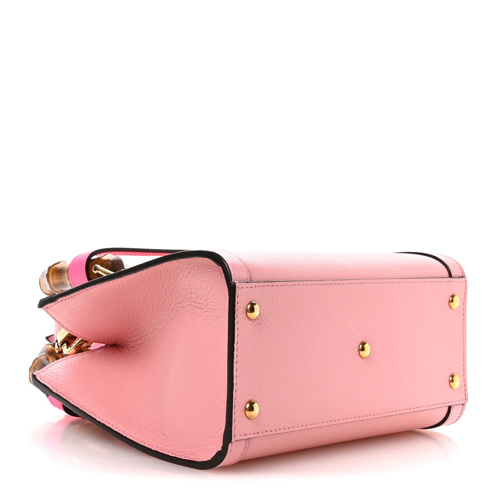 Wonka Grain Calfskin Mini Diana Tote Bag Wild Rose Fuxia Fluo