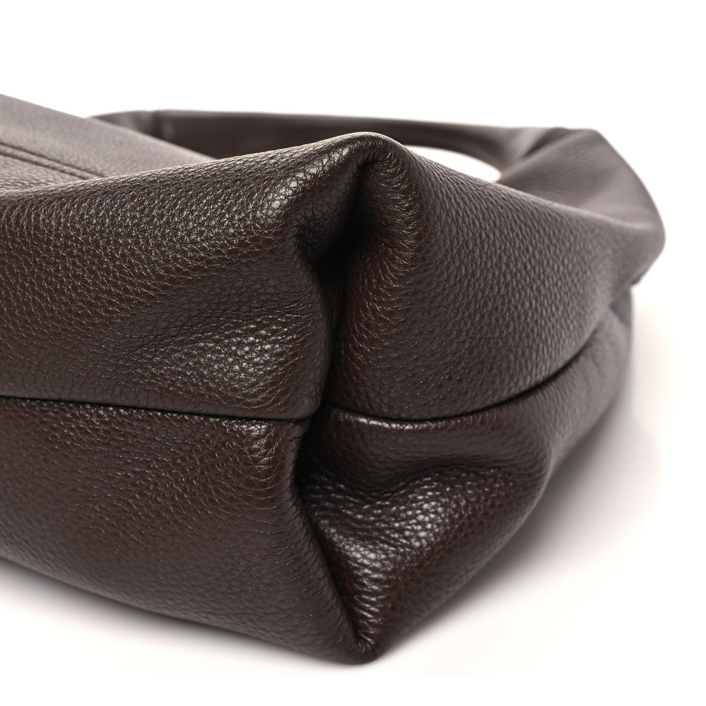Grained Calfskin Softbit Maxi Shoulder Bag Dark Brown