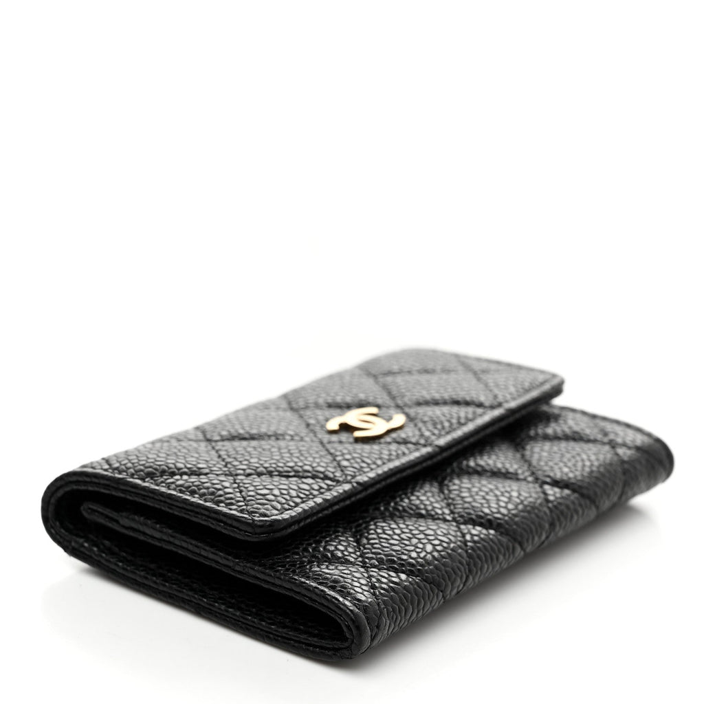 Caviar Quilted Flap  Holder Black