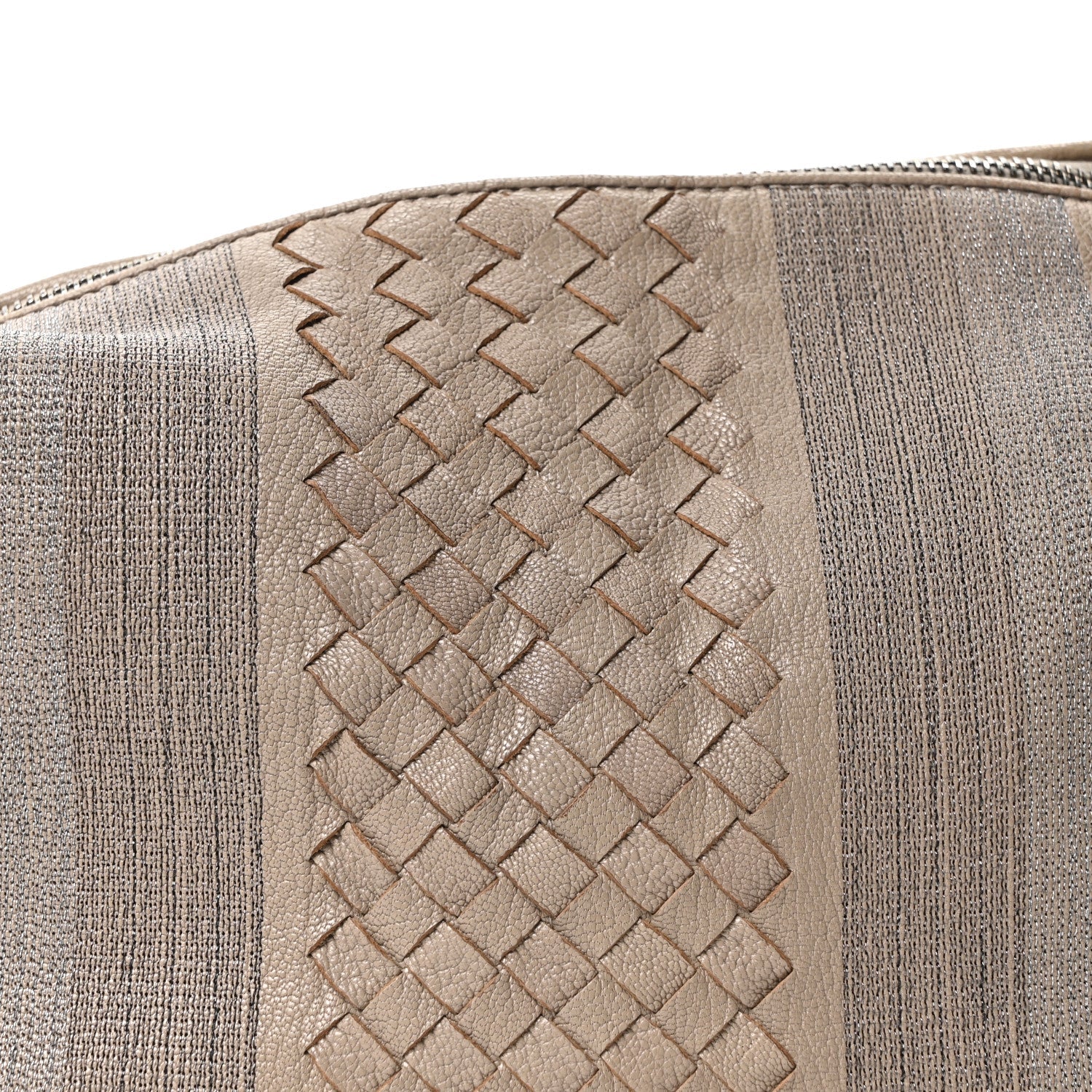 Nappa Intrecciato Stitched Small Shoulder Bag Taupe