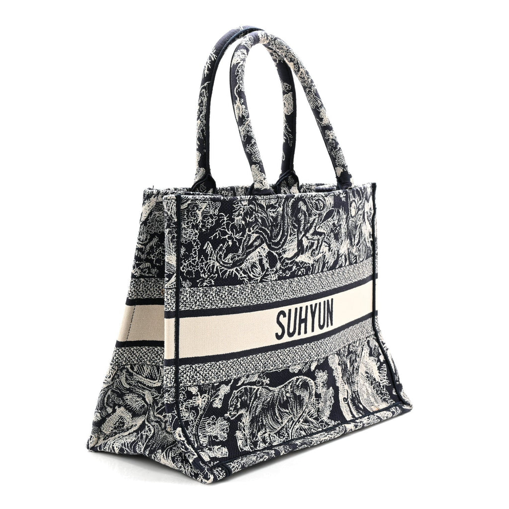 Canvas Embroidered Medium Dioriviera Toile De Jouy Book Tote Blue