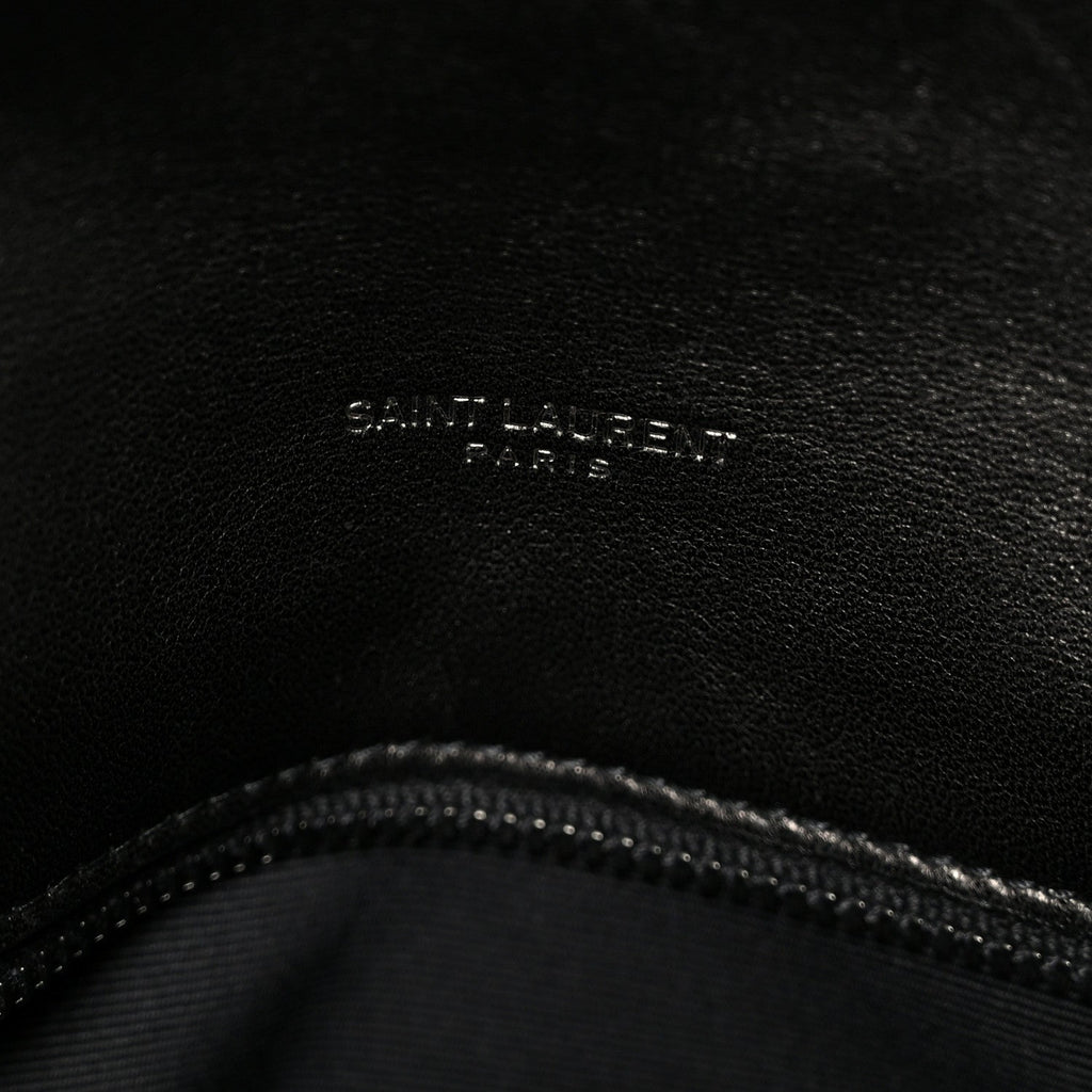 Lambskin Quilted Monogram Monochrome Medium Loulou Puffer Chain Satchel Black