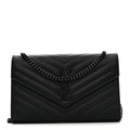 Grain De Poudre Matelasse Chevron Monogram Monochrome Chain Wallet Black