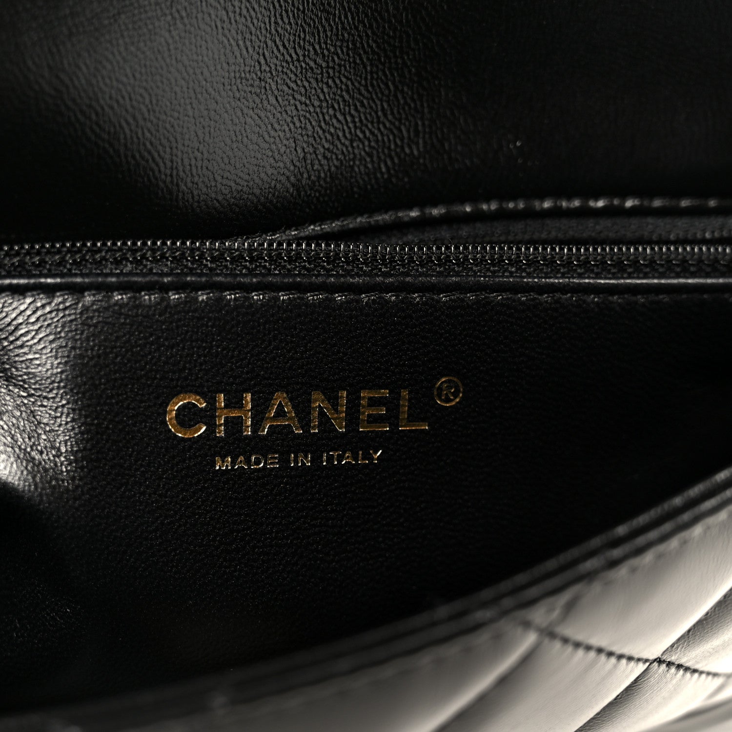 Shiny Lambskin Quilted Golden Links Top Handle Flap Black