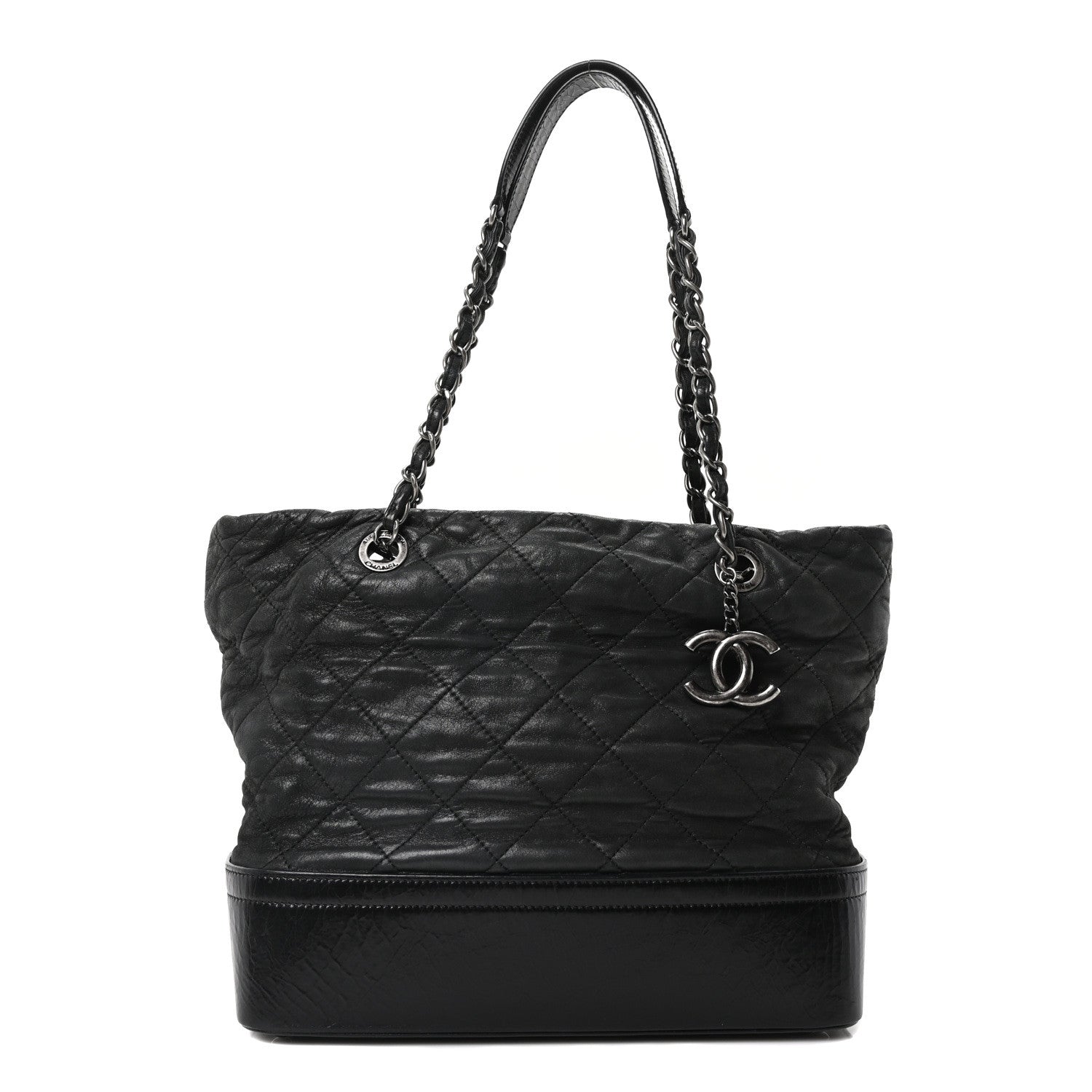 Iridescent Calfskin VIP Shopping Tote Black