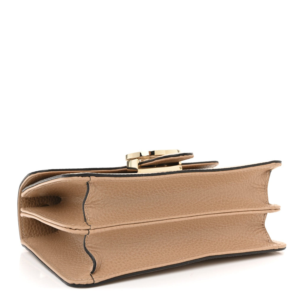 Dollar Calfskin Small Interlocking G Shoulder Bag Camelia