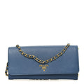 Saffiano Metal Oro Chain Wallet Cobalto