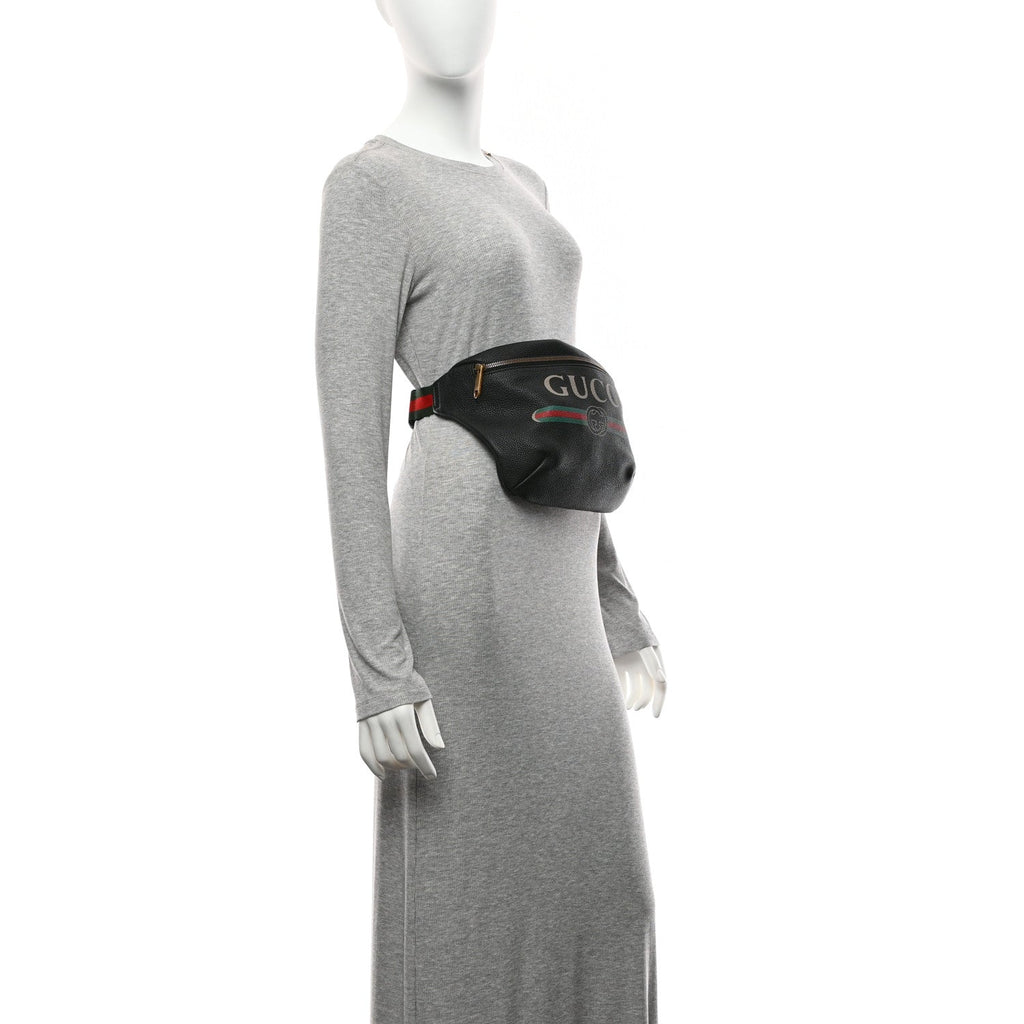 Grained Calfskin Logo Belt Bag Black
