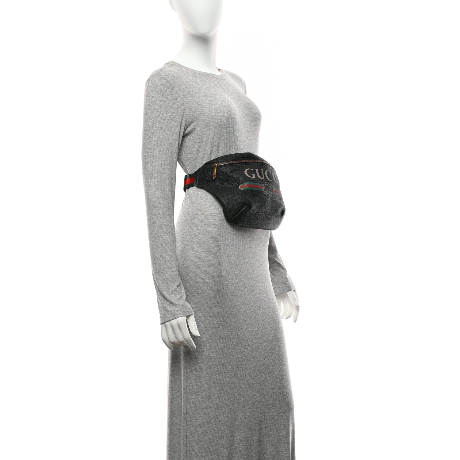 Grained Calfskin Logo Belt Bag Black