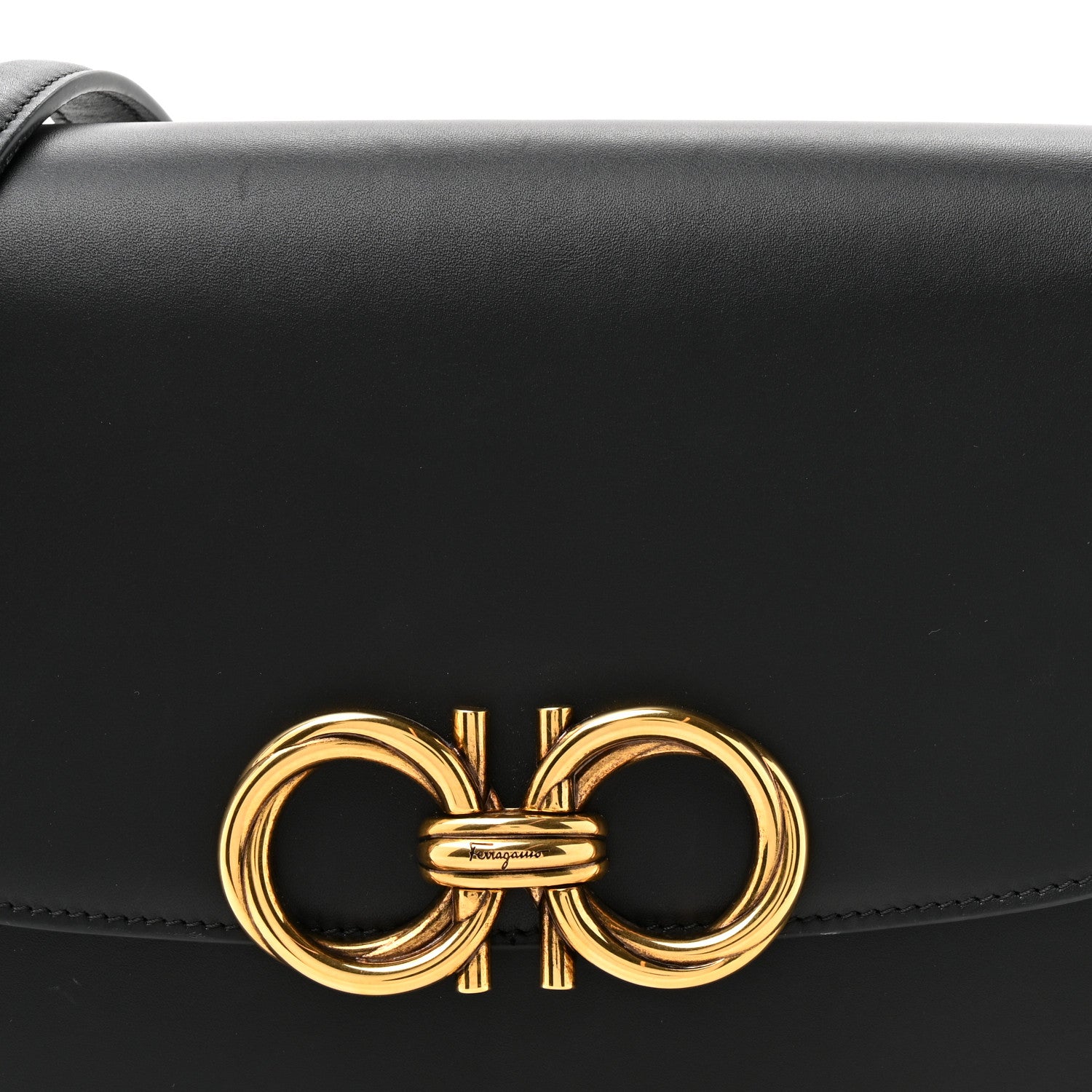 Calfskin Gancini Shoulder Bag Black