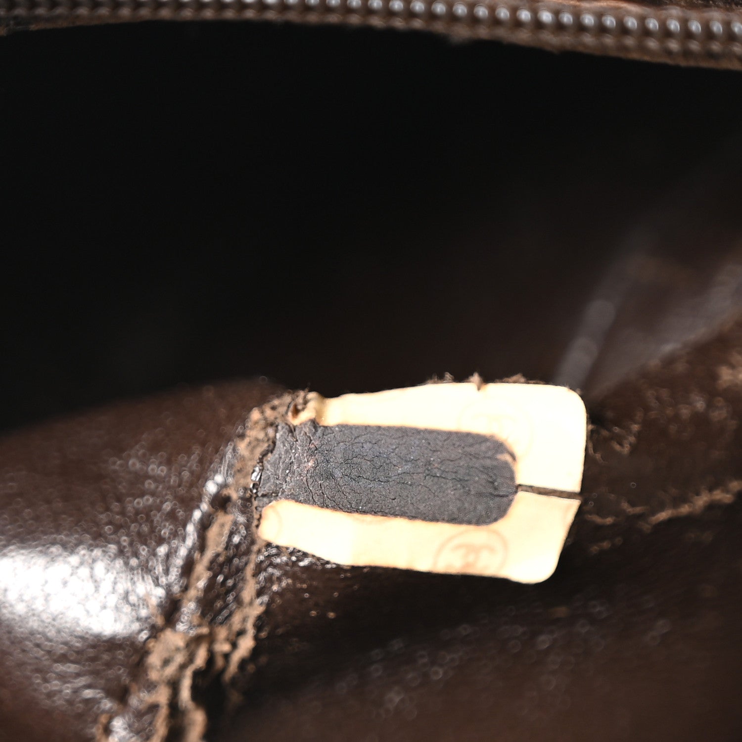 Suede Quilted CC Shoulder Bag Brown