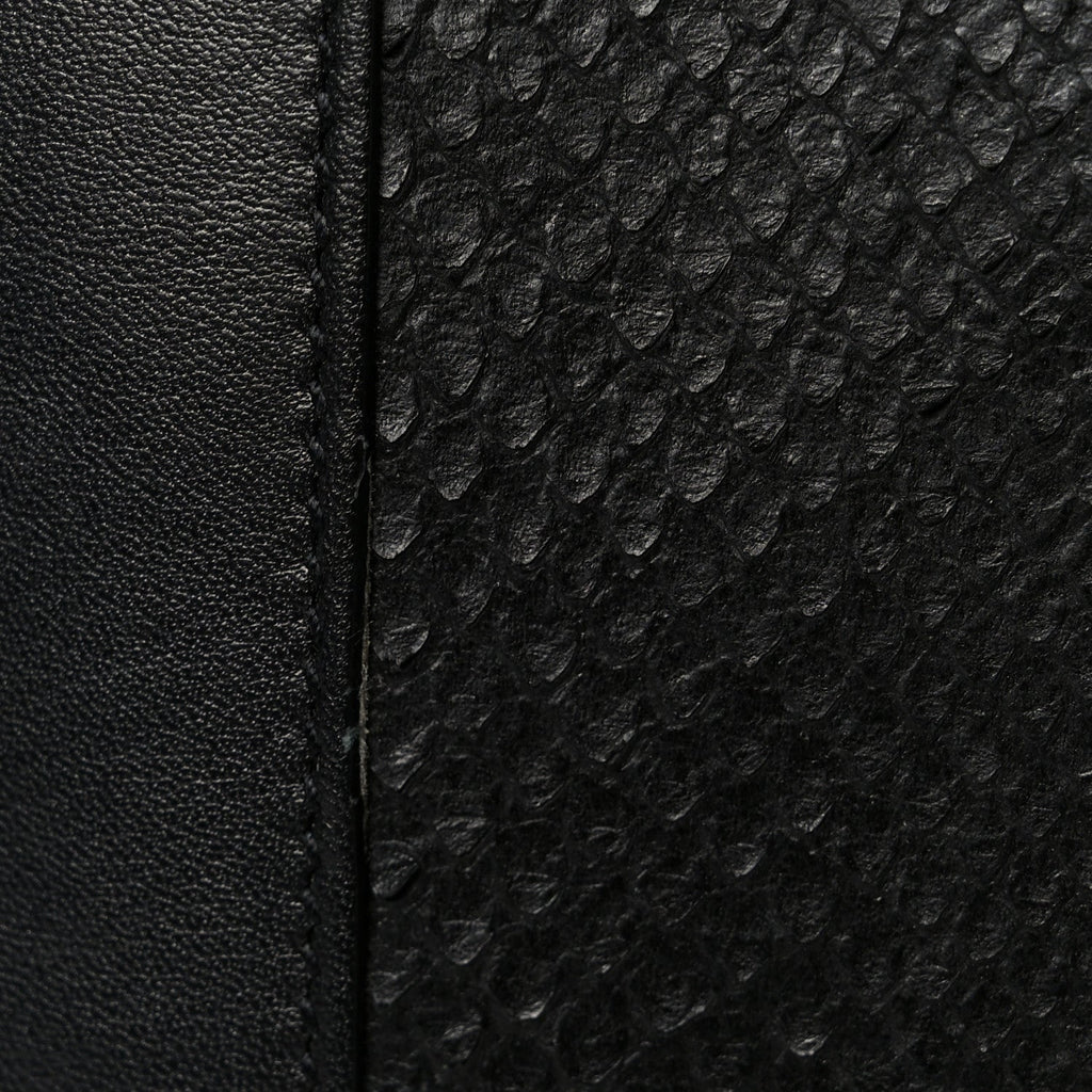 Python Calfskin Embossed Small Sac de Jour Black