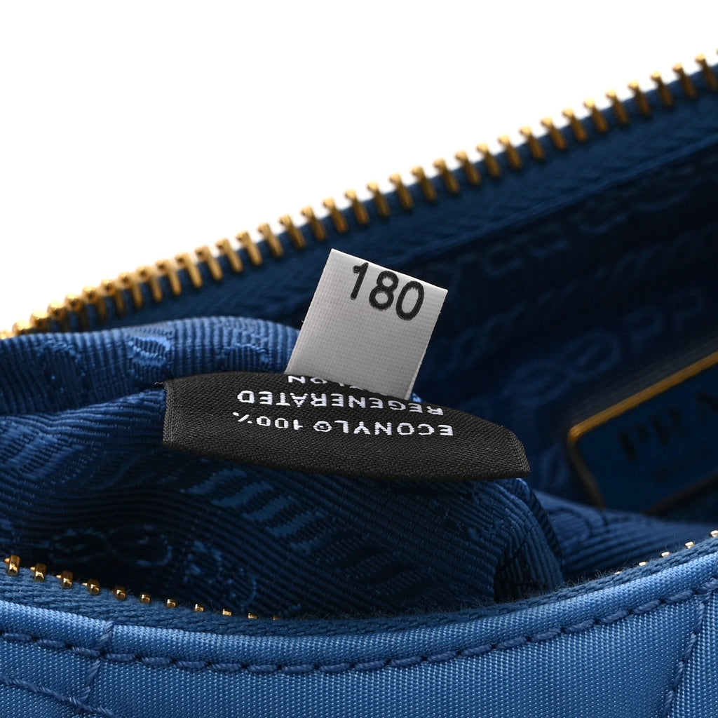 Re-Nylon Saffiano Stitched Mini Re-Edition 1995 Chaine Shoulder Bag Blue