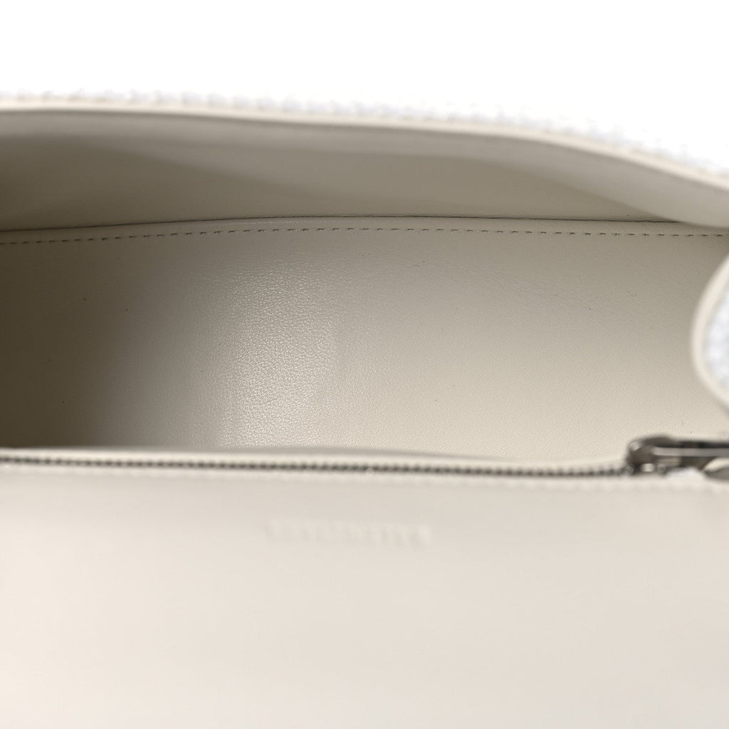 Faux Calfskin Fabric Glow In The Dark Small Sneakerhead Top Handle Bag White Orange