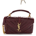 Shiny Calfskin Matelasse Chevron Monogram Mini College Bag Deep Hot Wine