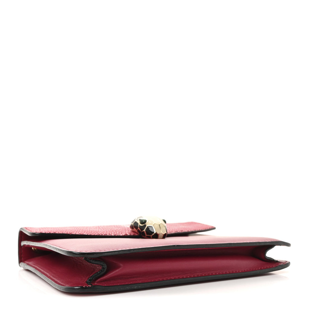Calfskin Galuchat Serpenti Forever Crossbody Bag Dark Pink