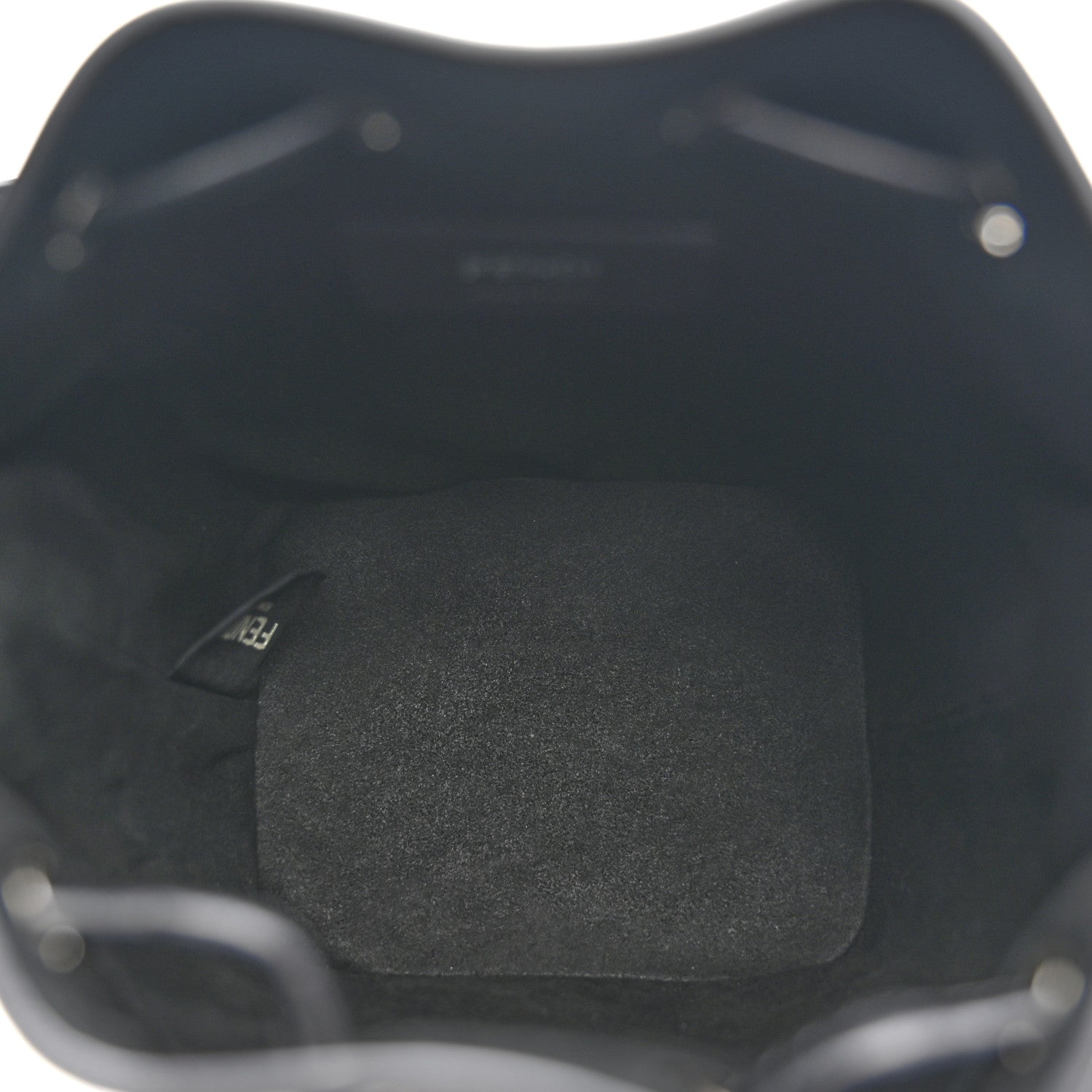Vitello King F is Fendi Logo Embossed Mini Mon Tresor Bucket Bag Black