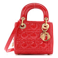 Patent Cannage Mini Lady Dior Red
