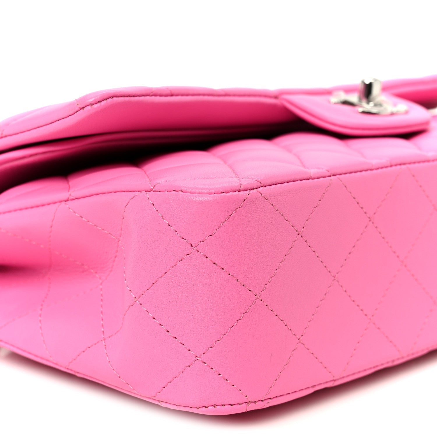 Lambskin Quilted Medium Double Flap Pink
