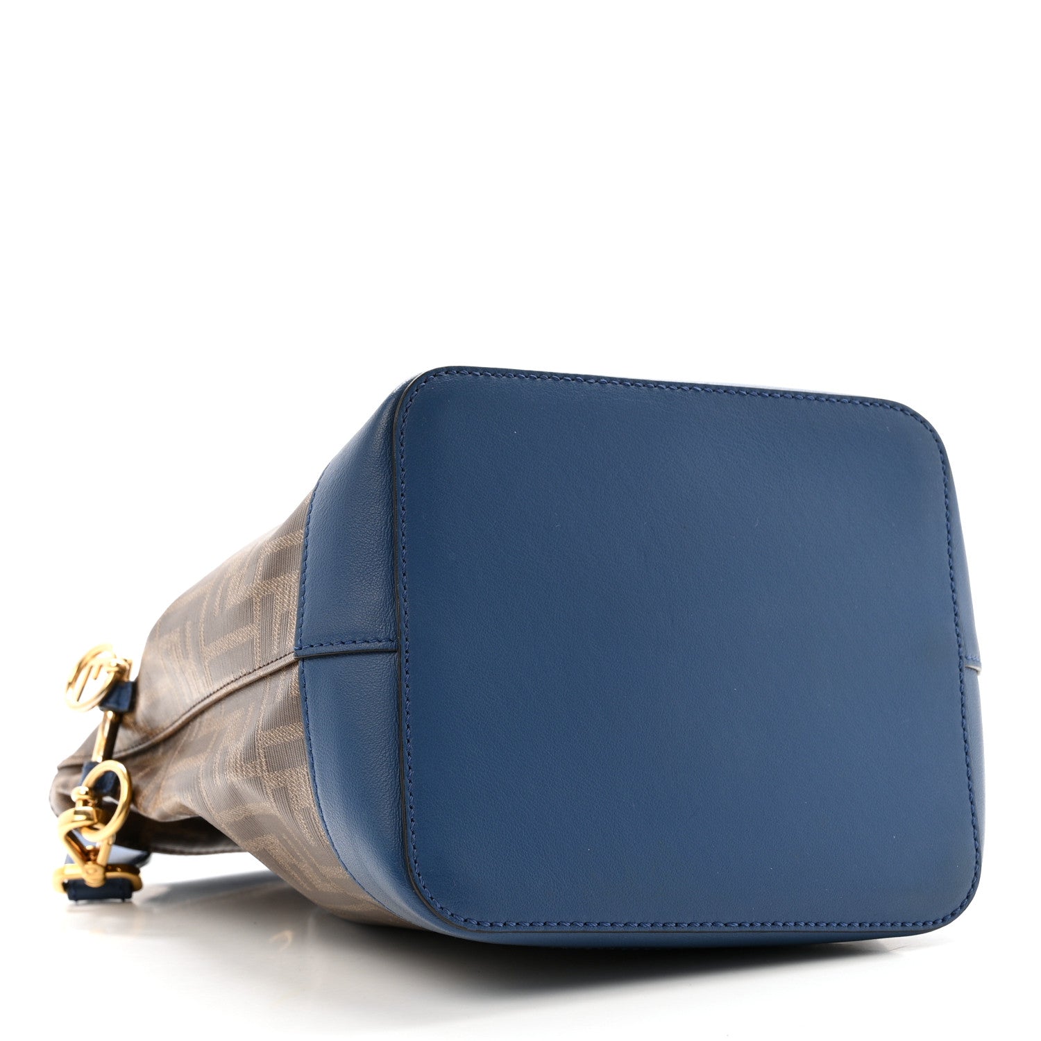 Glazed Fabric Vitello Grace F is Fendi FF 1974 Stamp Patch Grande Mon Tresor Bucket Bag Mogano Panna Iris