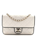Lambskin Quilted Resin CC Mini Flap Bag White Black
