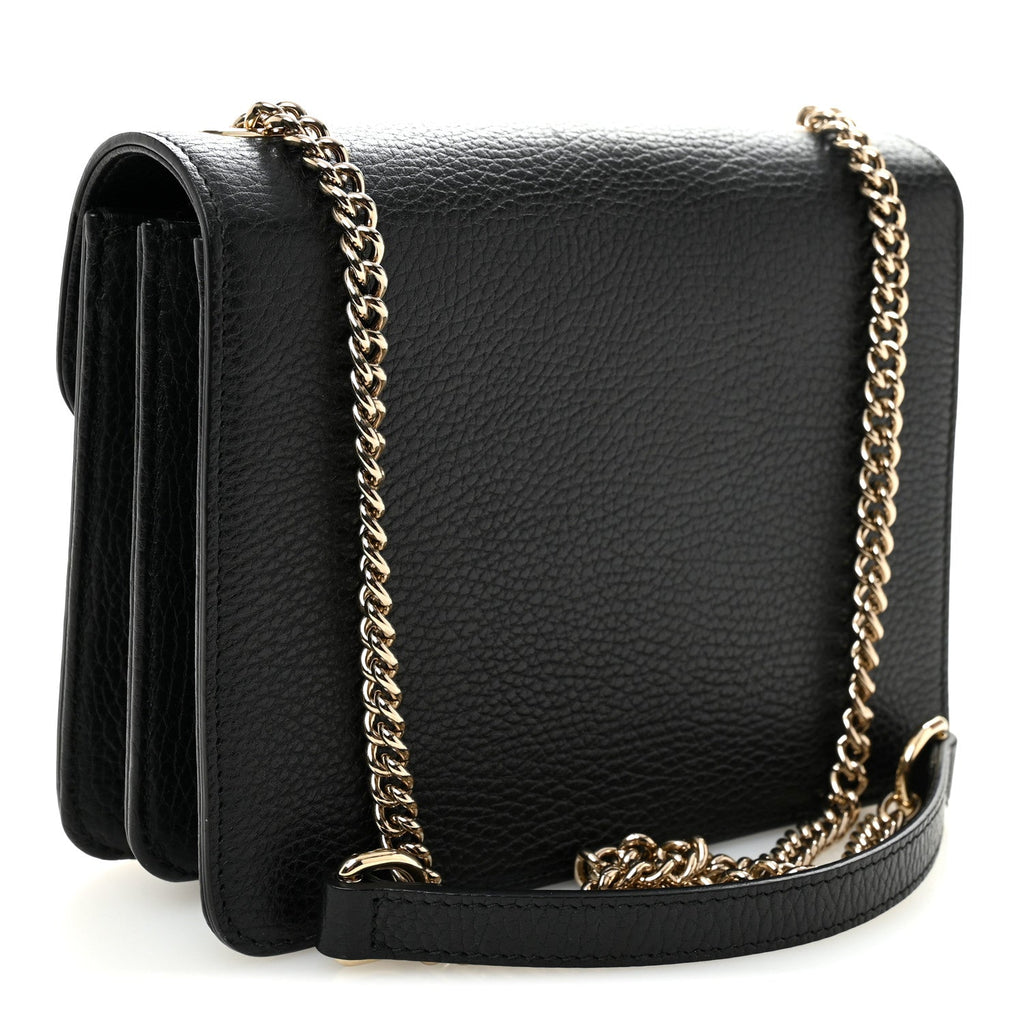 Dollar Calfskin Small Interlocking G Shoulder Bag Black