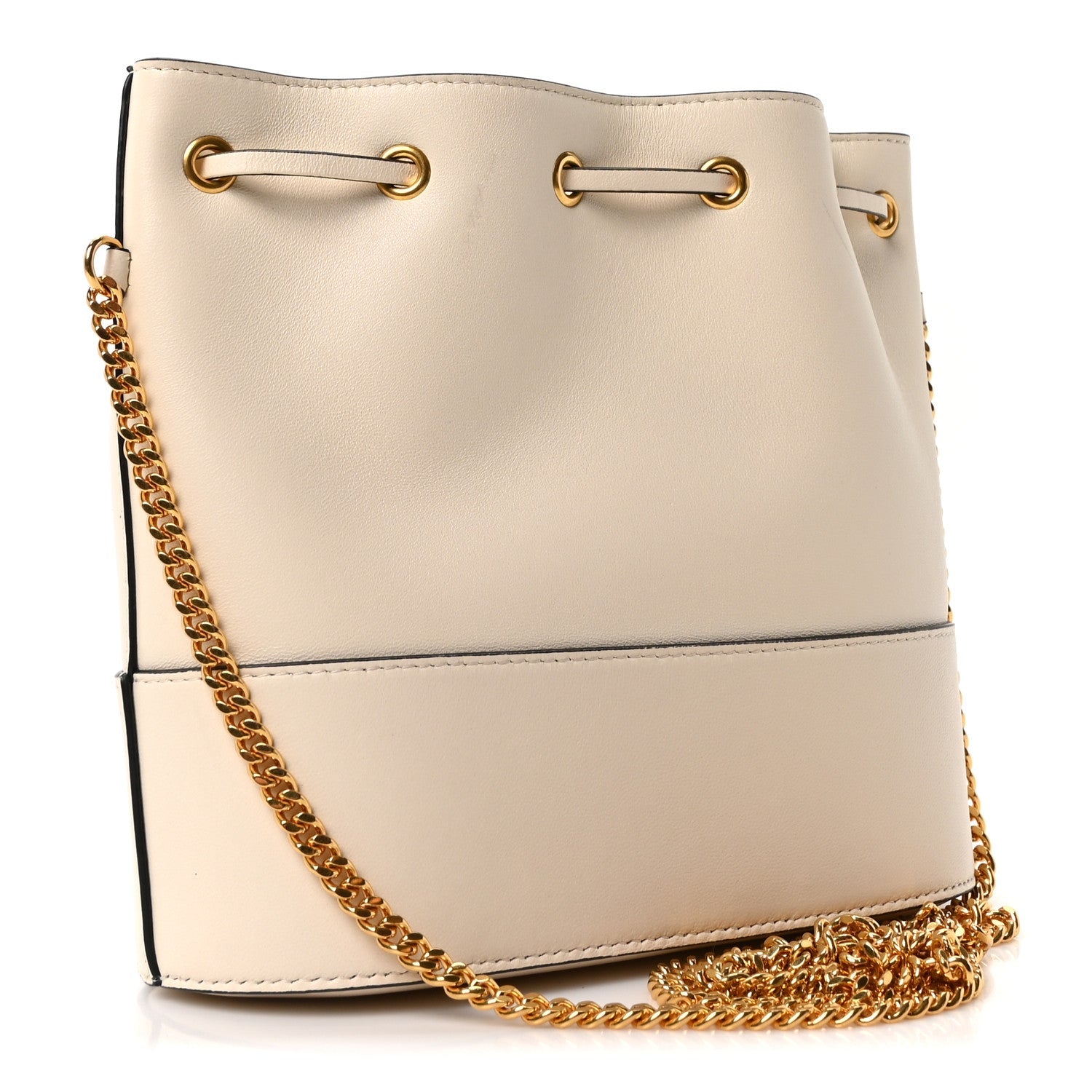 Nappa Mini VLogo Signature Chain Bucket Bag Light Ivory