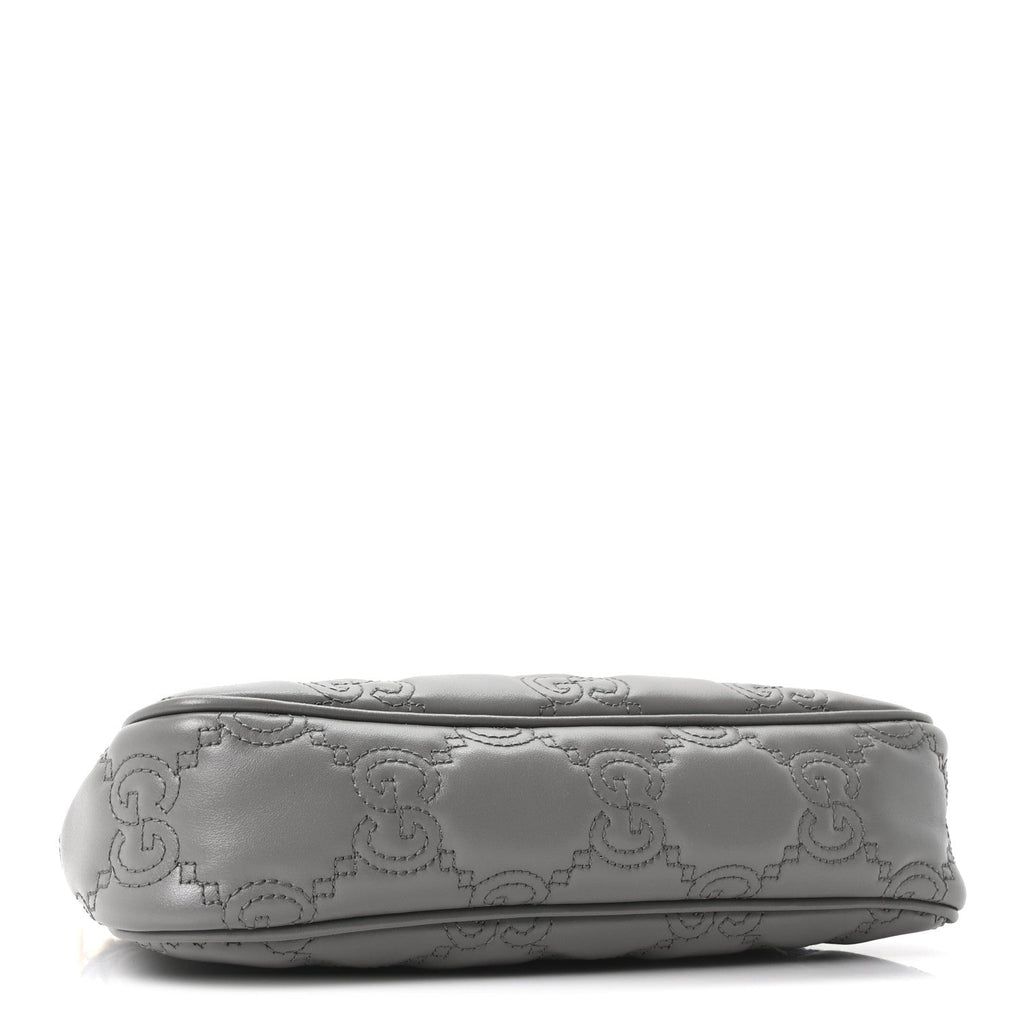 Calfskin GG Matelasse Chain Handbag Dusty Grey Natural