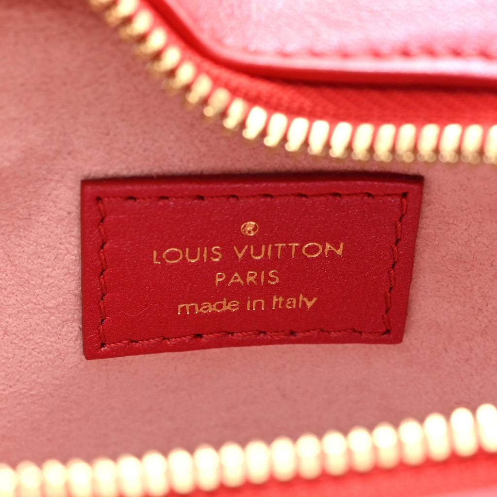 Lambskin Embossed Monogram Fall In Love Sac Coeur Heart Chain Bag Lipstick Red