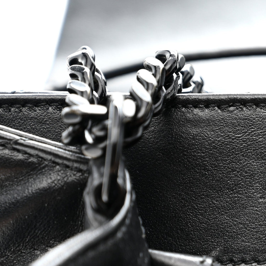 Calfskin Y Quilted Monogram Monochrome Medium Loulou Chain Satchel Black