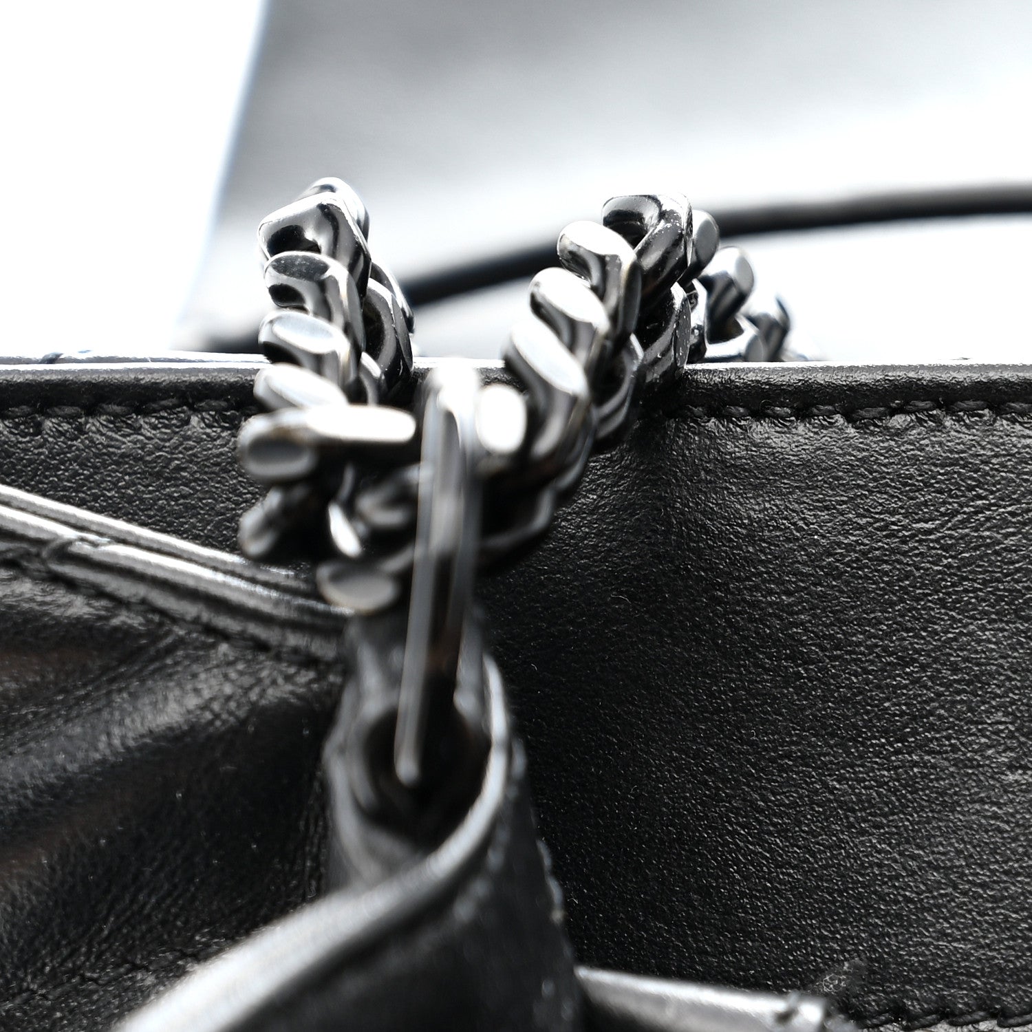 Calfskin Y Quilted Monogram Monochrome Medium Loulou Chain Satchel Black