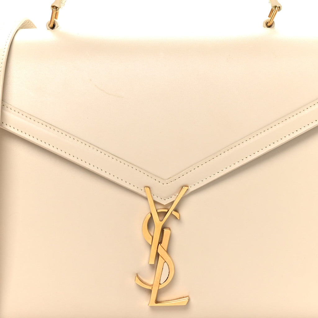 Smooth Calfskin Medium Classic Monogram Cassandra Top Handle Crema Soft Rouge Legion