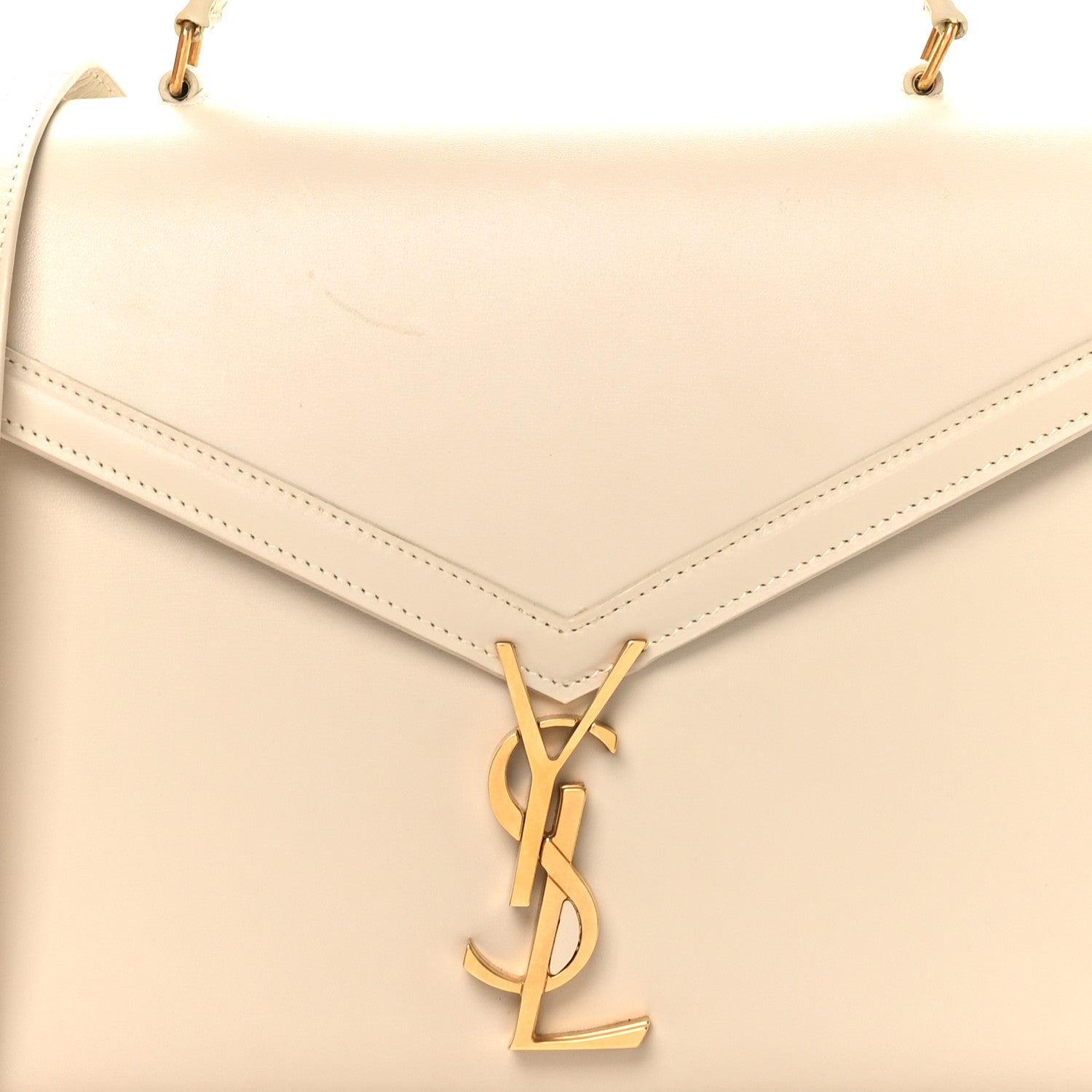 Smooth Calfskin Medium Classic Monogram Cassandra Top Handle Crema Soft Rouge Legion