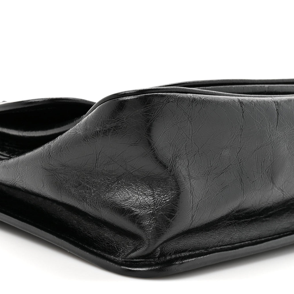 Crinkled Calfskin Matelasse Monogram Medium Niki Chain Satchel Black