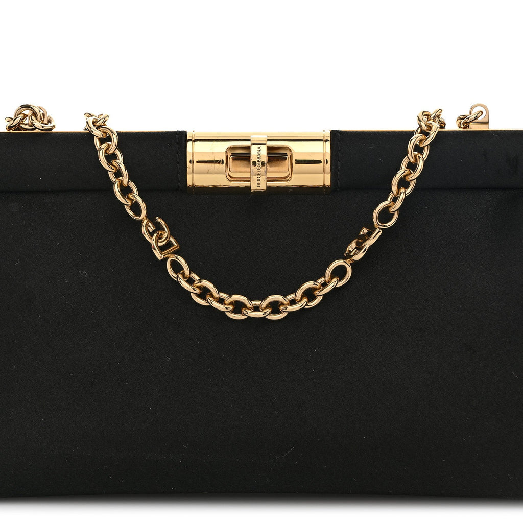 Satin Small Marlene Chain Clutch Black