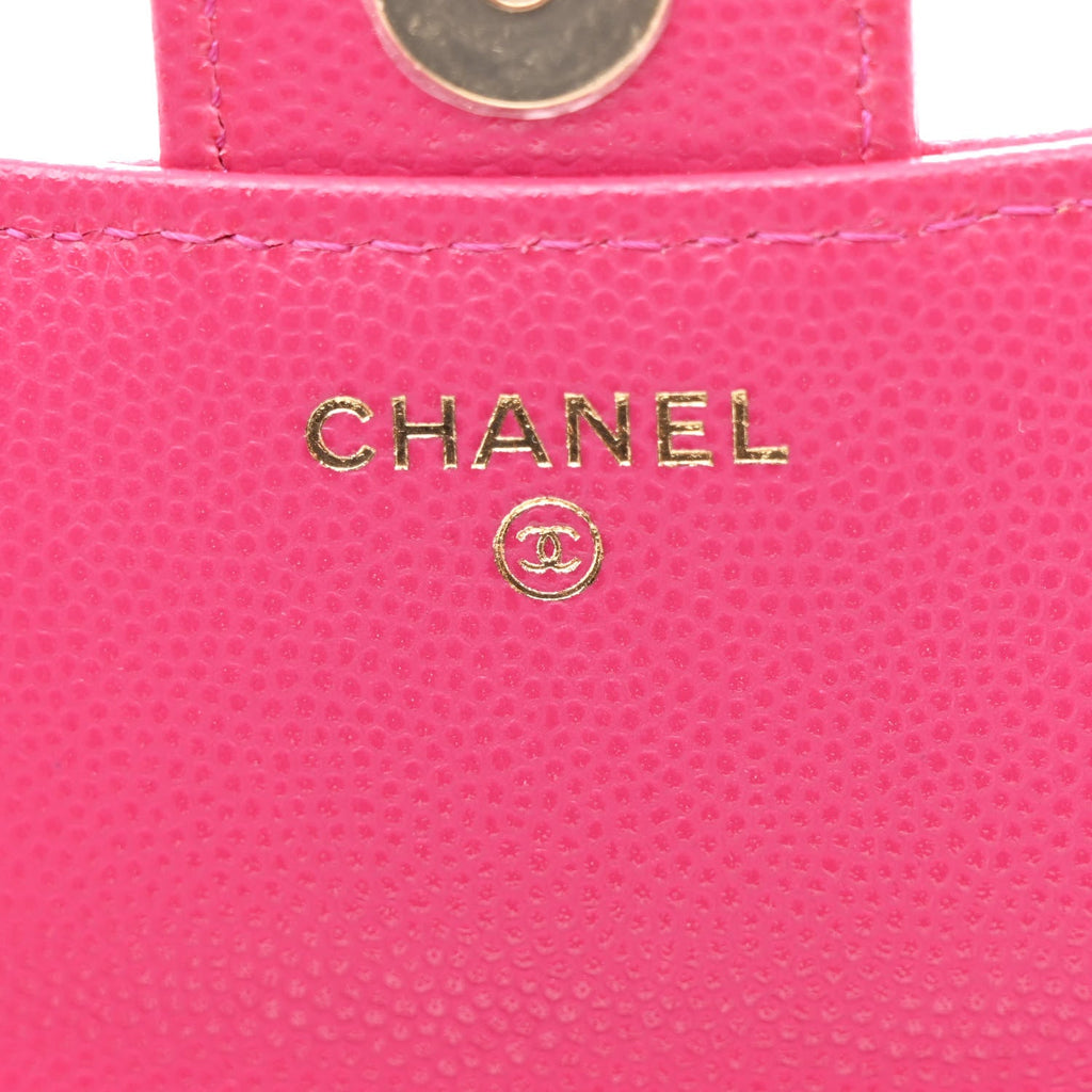 Caviar Quilted Flap Phone Holder With Chain Pink