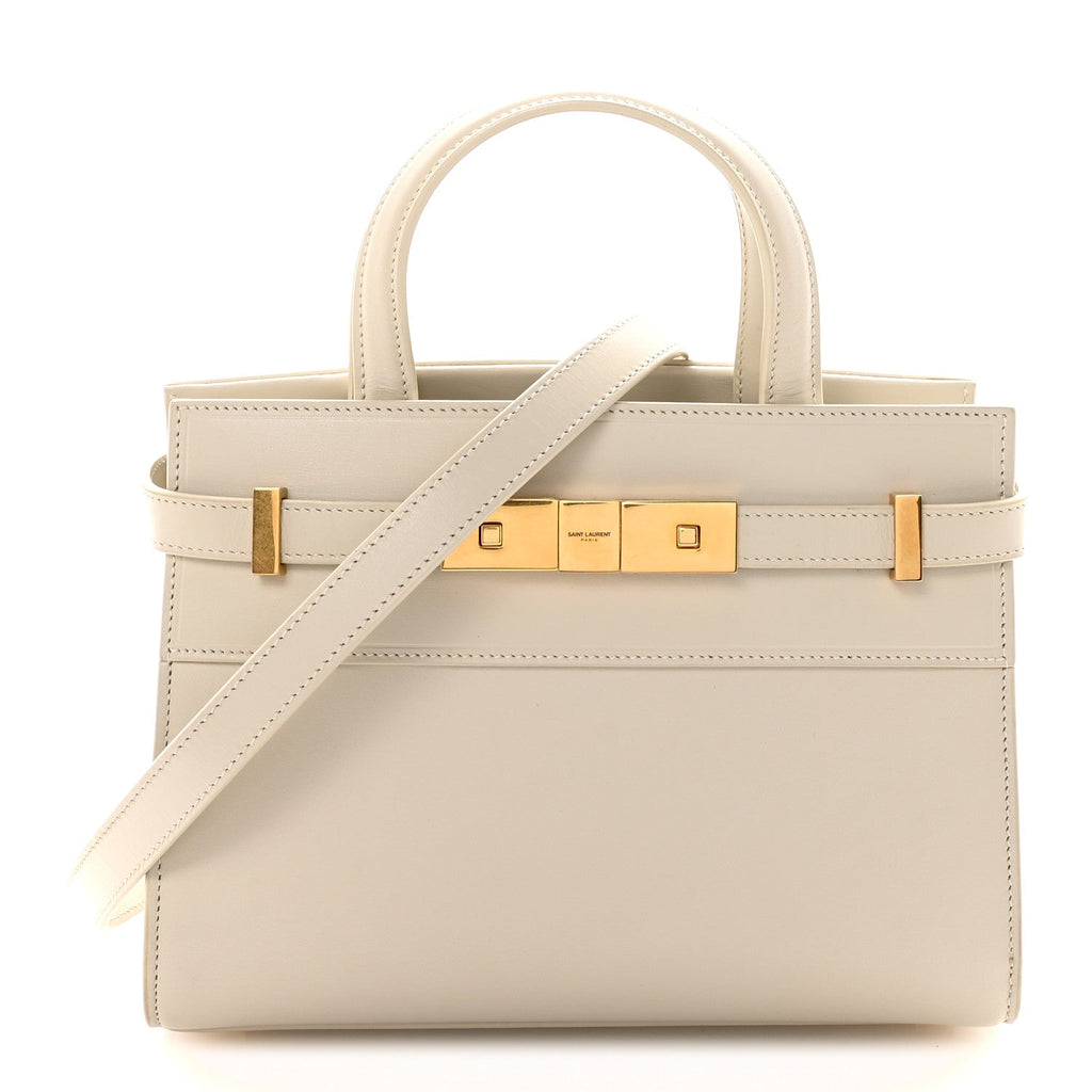Smooth Calfskin Nano Manhattan Shopper Tote Crema Soft