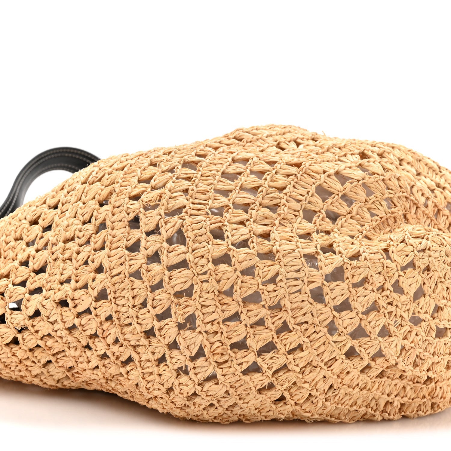 Raffia Eco Alter Nappa East West Tote Natural Black