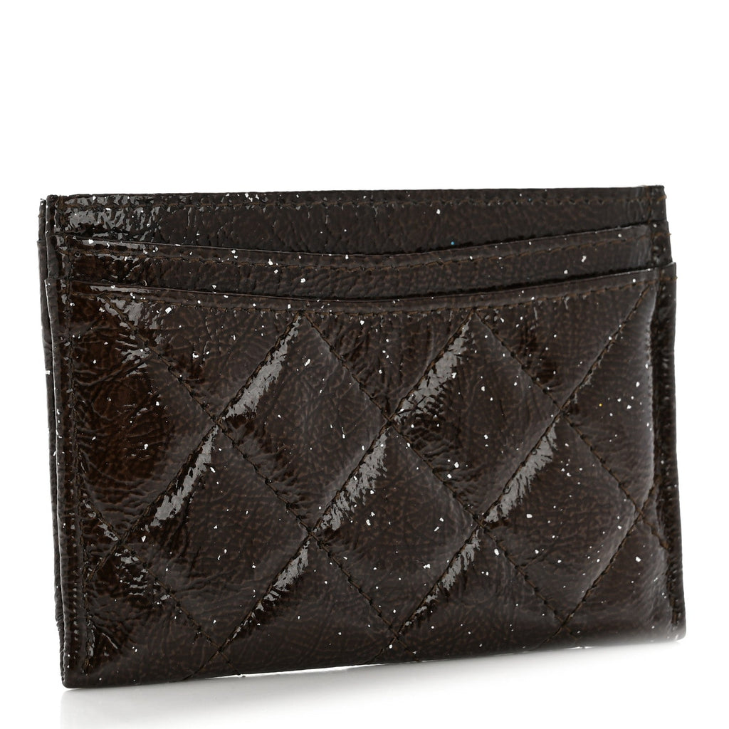 Distressed Patent Quilted  Holder Dark Brown