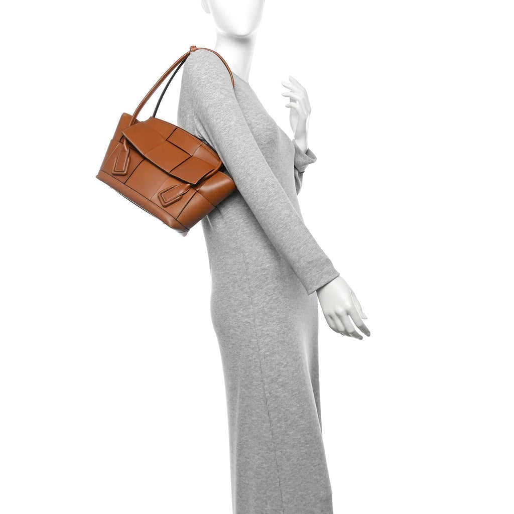 French Calfskin Maxi Intrecciato Small Arco Wood