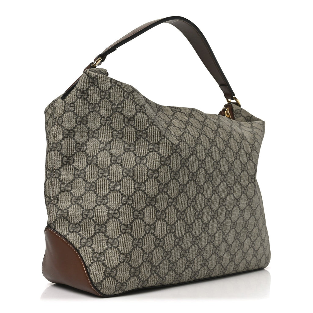 GG Supreme Monogram Large Linea A Hobo Light Brown
