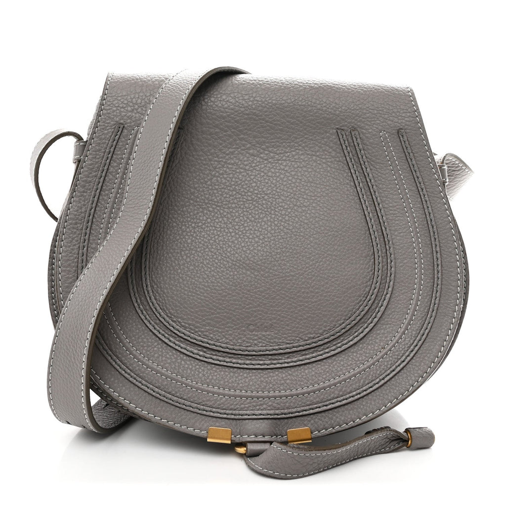 Calfskin Medium Marcie Round Crossbody Bag Cashmere Grey