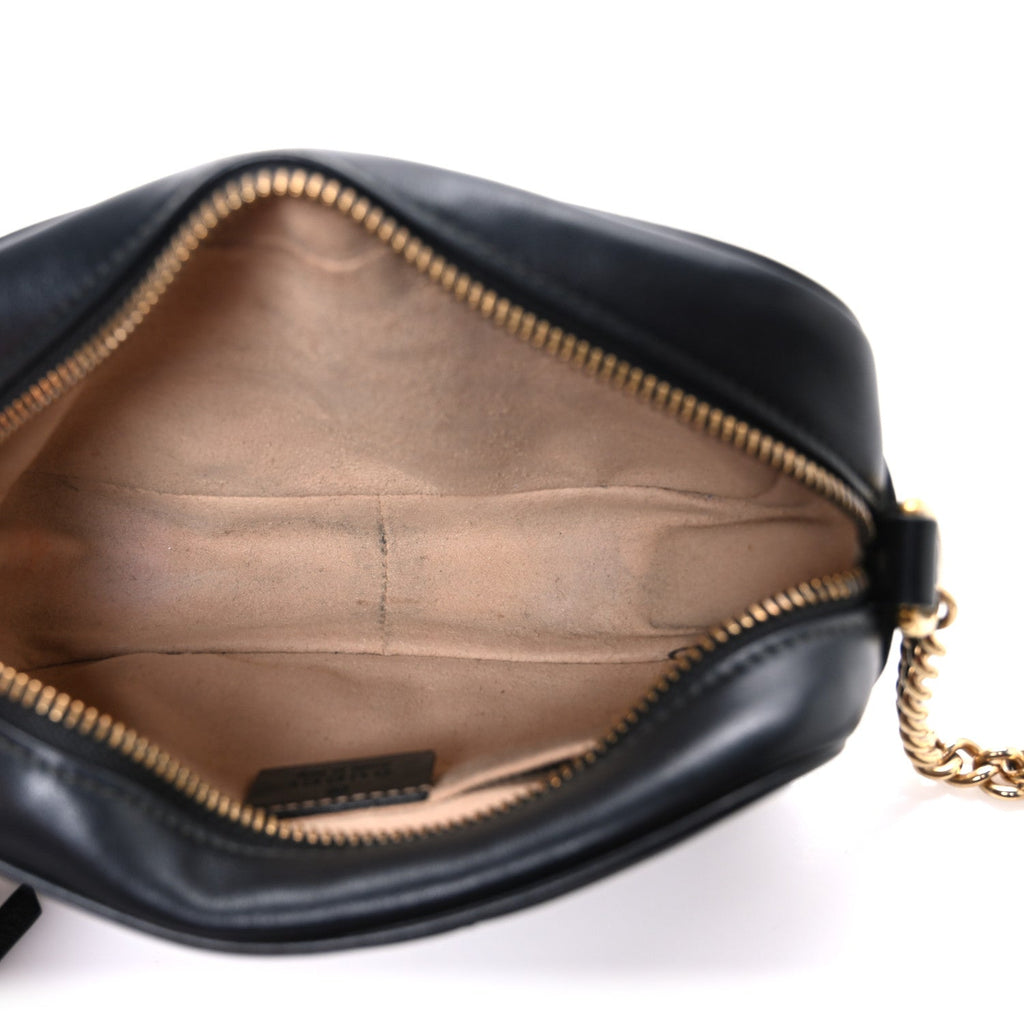 Calfskin Matelasse Mini GG Marmont Chain Shoulder Bag Black
