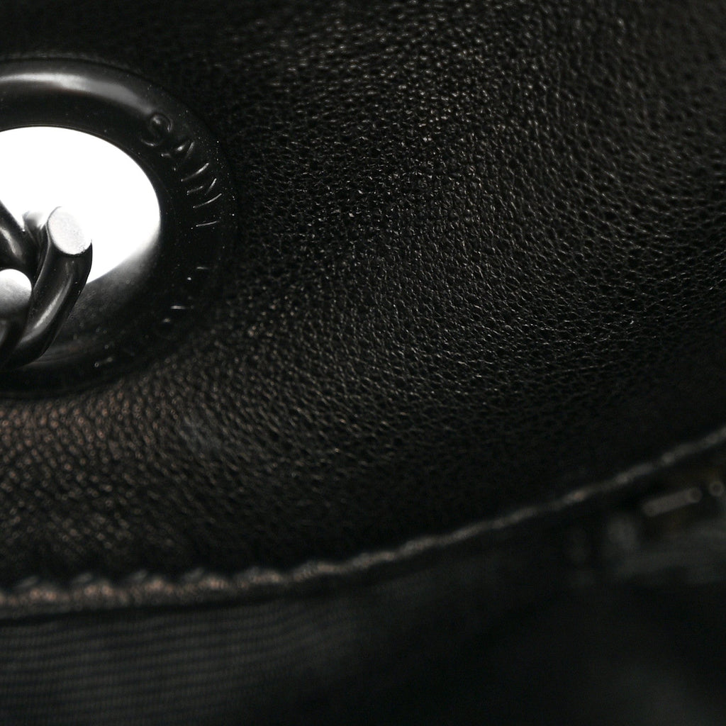 Lambskin Quilted Monogram Monochrome Small Loulou Puffer Chain Satchel Black