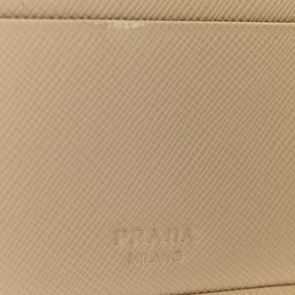Saffiano Metal Tri-Fold Compact Wallet White