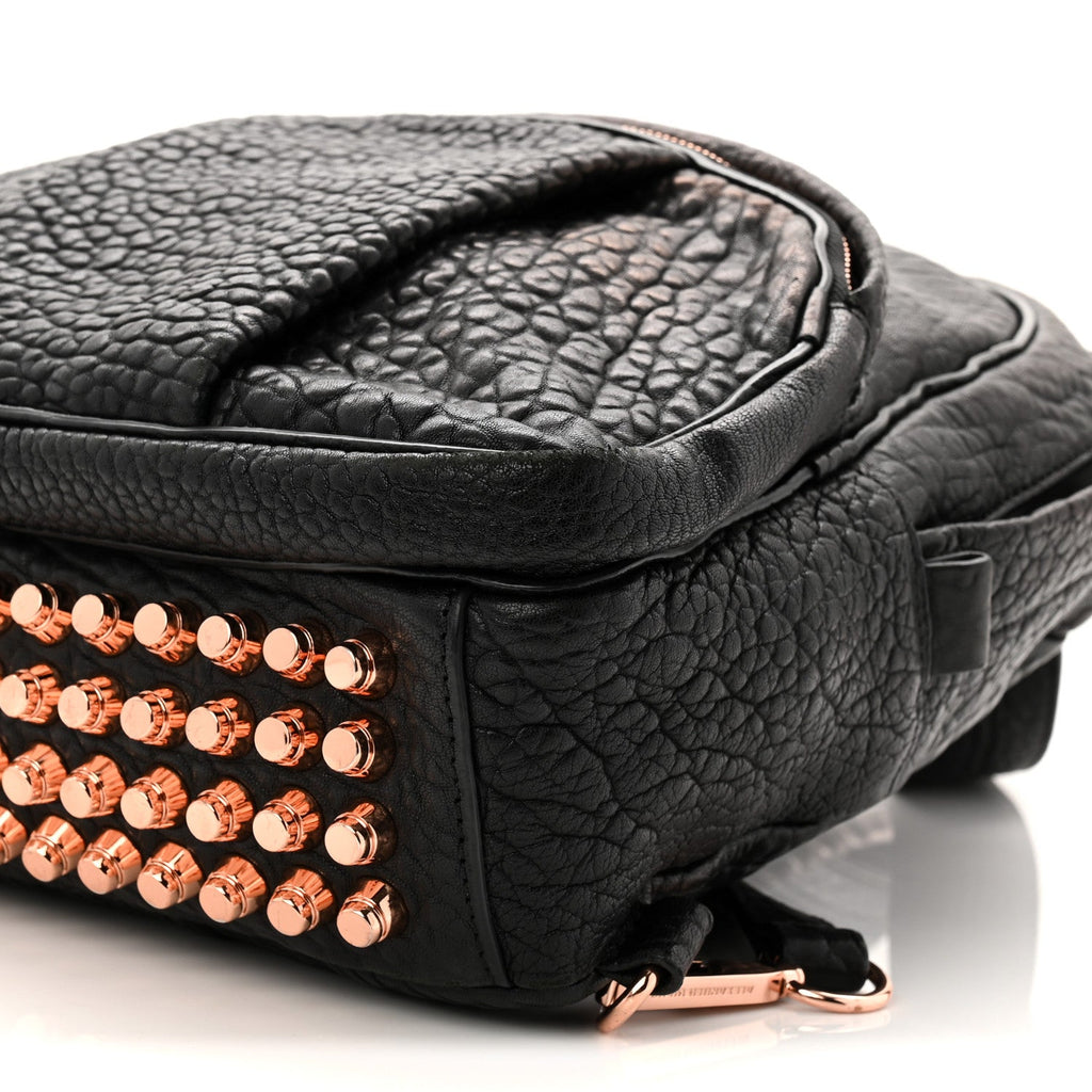 Pebbled Lambskin Dumbo Backpack Black Rose Gold Hardware
