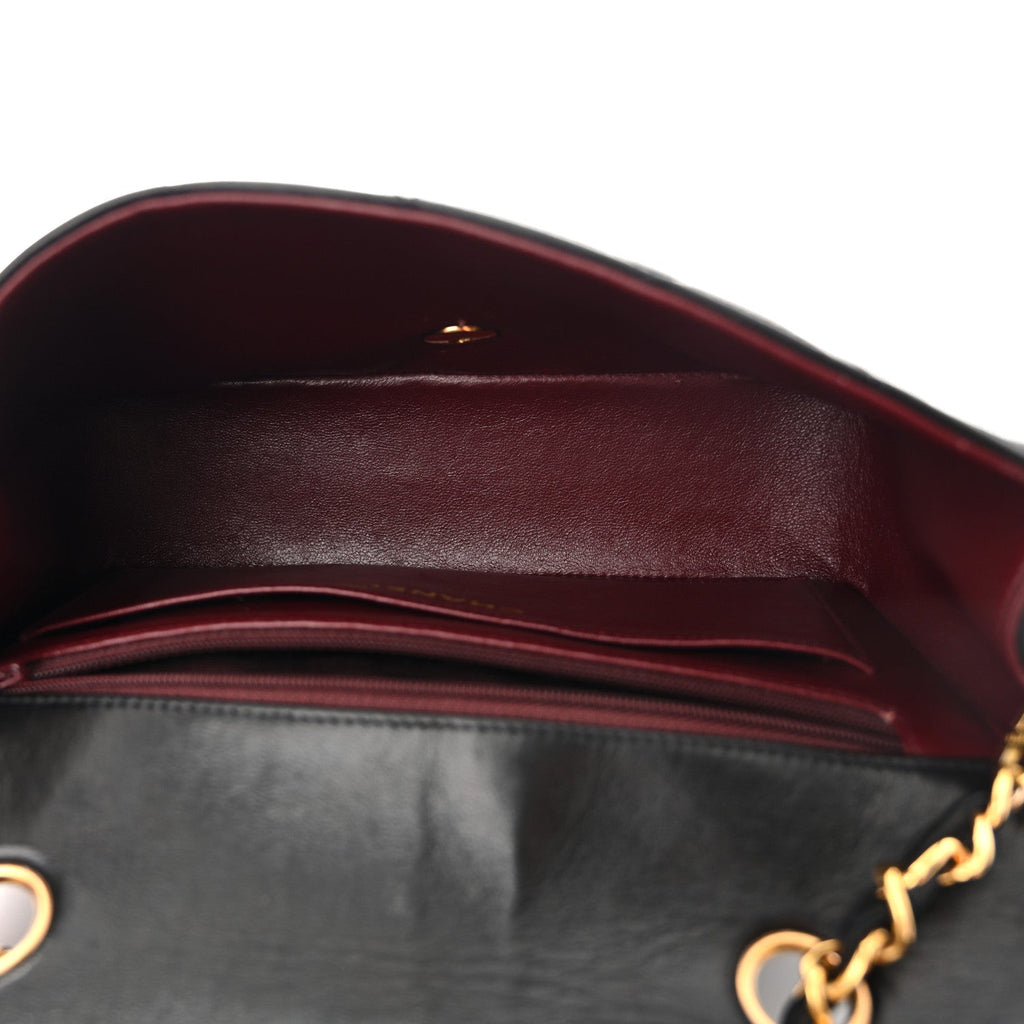 Lambskin Quilted Small Single Flap Black