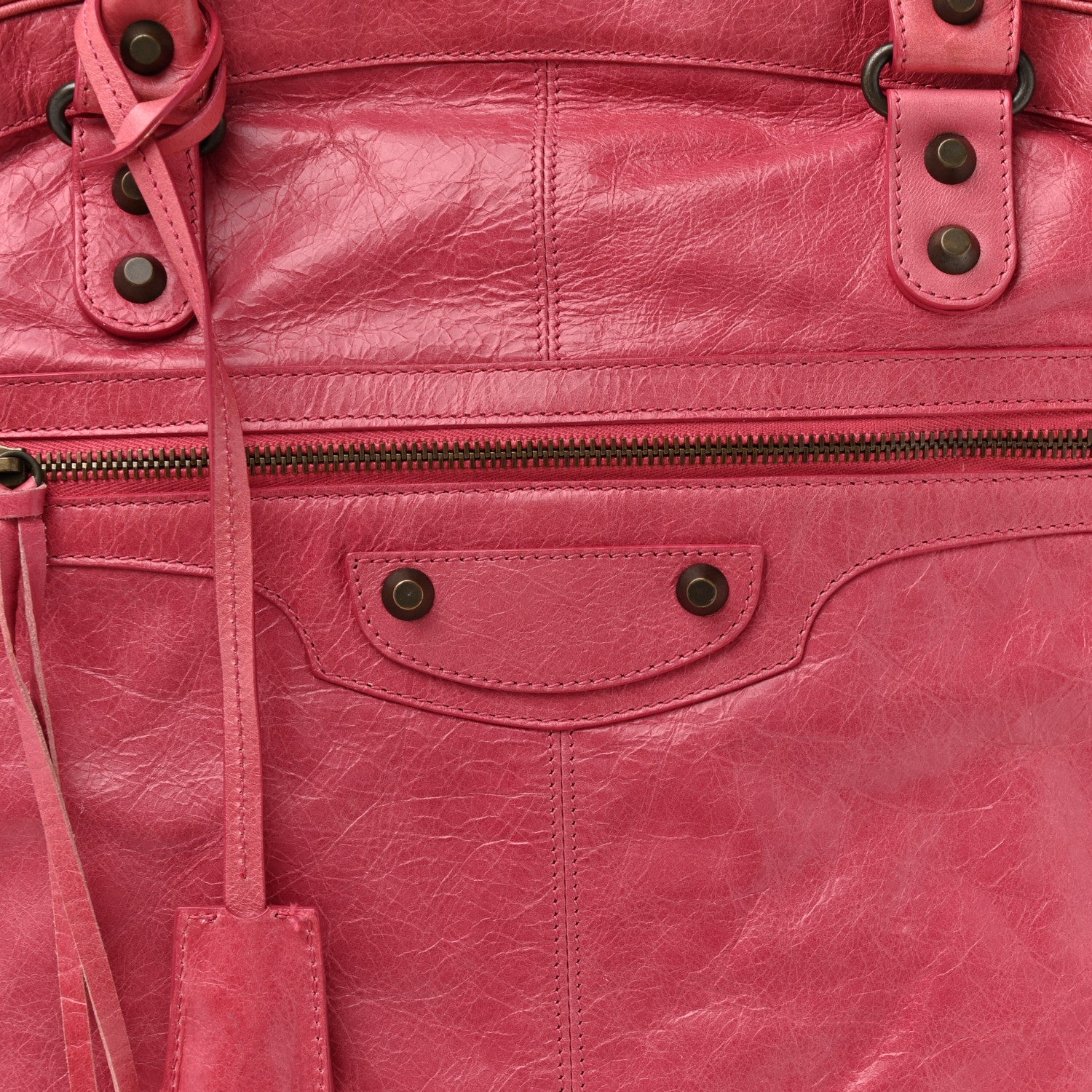 Agneau Classic Hardware Briefcase Tote Pivoine